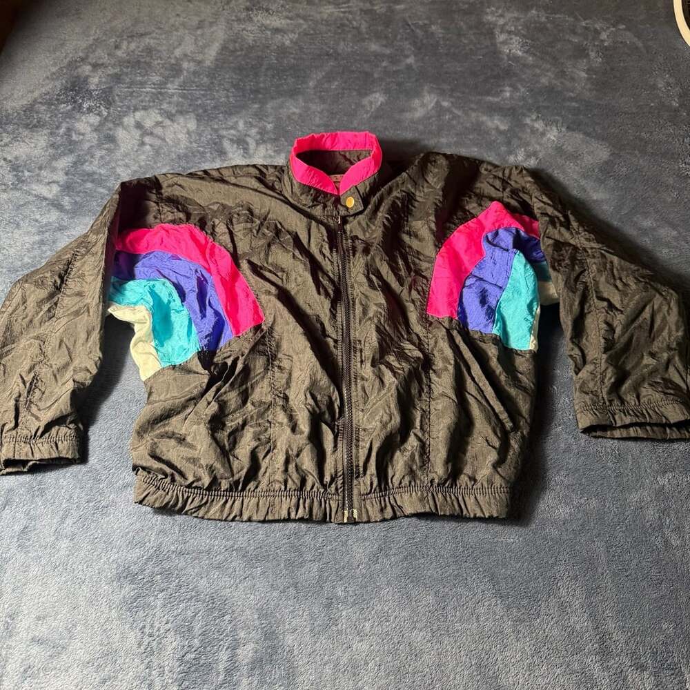Vintage 80s Burlington Color Block Windbreaker Jacket